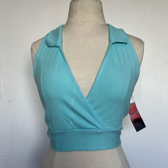 NWT Haley & June Women’s Turquoise Halter Cropped Top XL - Picture 1 of 4